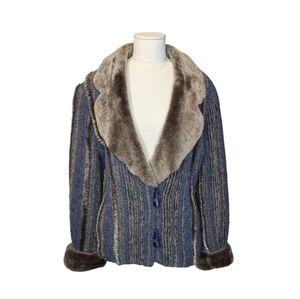 Jinx Toronto Canada Vintage Handwoven Fur Trim Jacket w/ Matching Scarf M